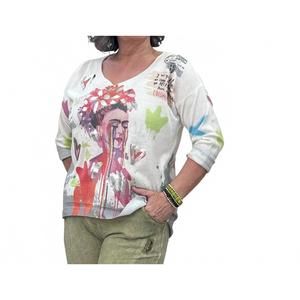 NEW MADE IN ITALY long sleeve graphic knit top in multi